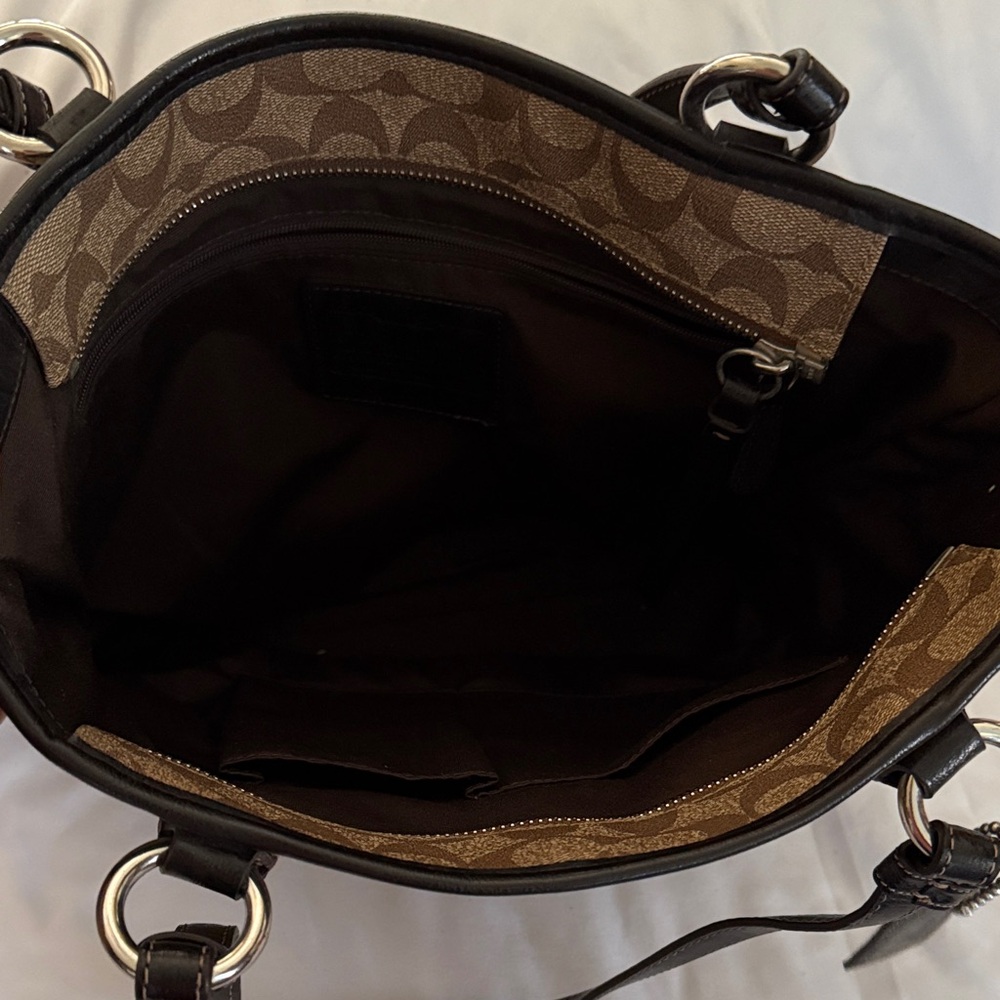 Coach Signature Brown and Black Tote - Picture 5 of 7
